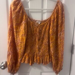 Patrons of Peace Orange Floral Blouse